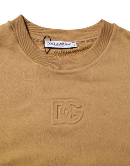 Dolce & Gabbana Mustard Cotton DG Embossed Pullover Sweater for Men