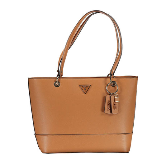 Guess Jeans Brown Handbag – Faux Leather, Stylish Multi-Compartment Design