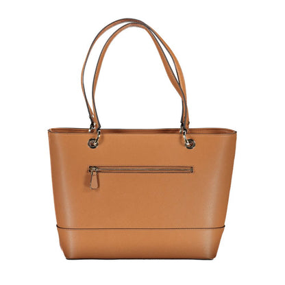 Guess Jeans Brown Handbag – Faux Leather, Stylish Multi-Compartment Design