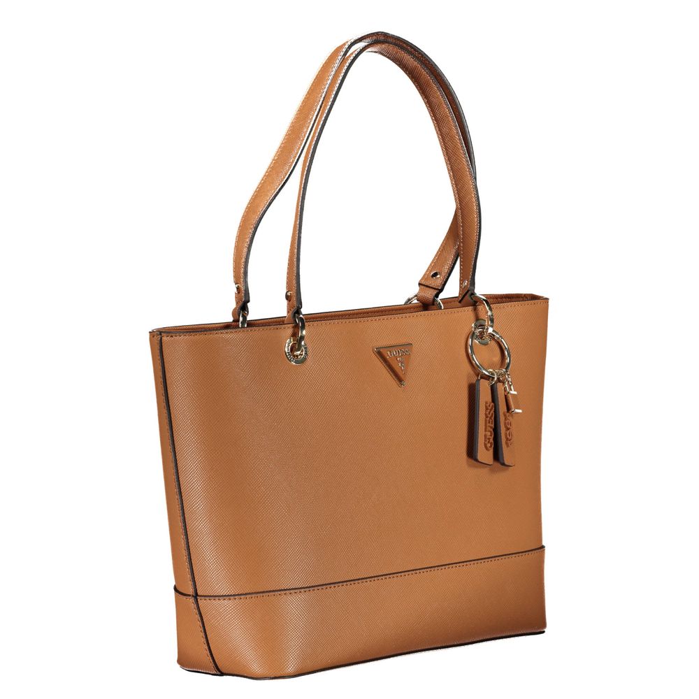 Guess Jeans Brown Handbag – Faux Leather, Stylish Multi-Compartment Design