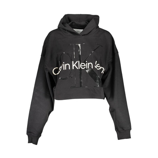 Calvin Klein Black Cotton Cropped Hoodie