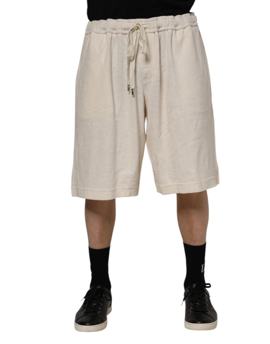 Dolce & Gabbana Ivory Cotton Men Bermuda Sweatshorts
