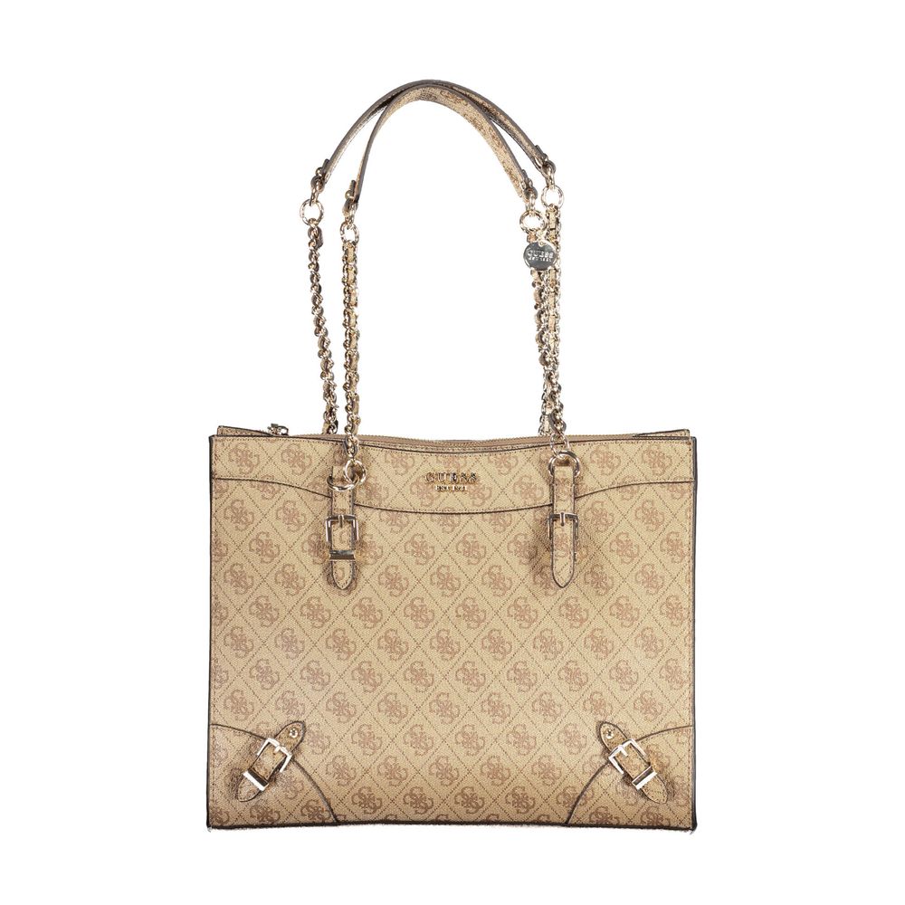 Guess Jeans Beige Handbag – Faux Leather, Chic Design