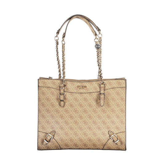 Guess Jeans Beige Handbag – Faux Leather, Chic Design