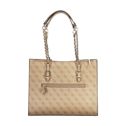 Guess Jeans Beige Handbag – Faux Leather, Chic Design