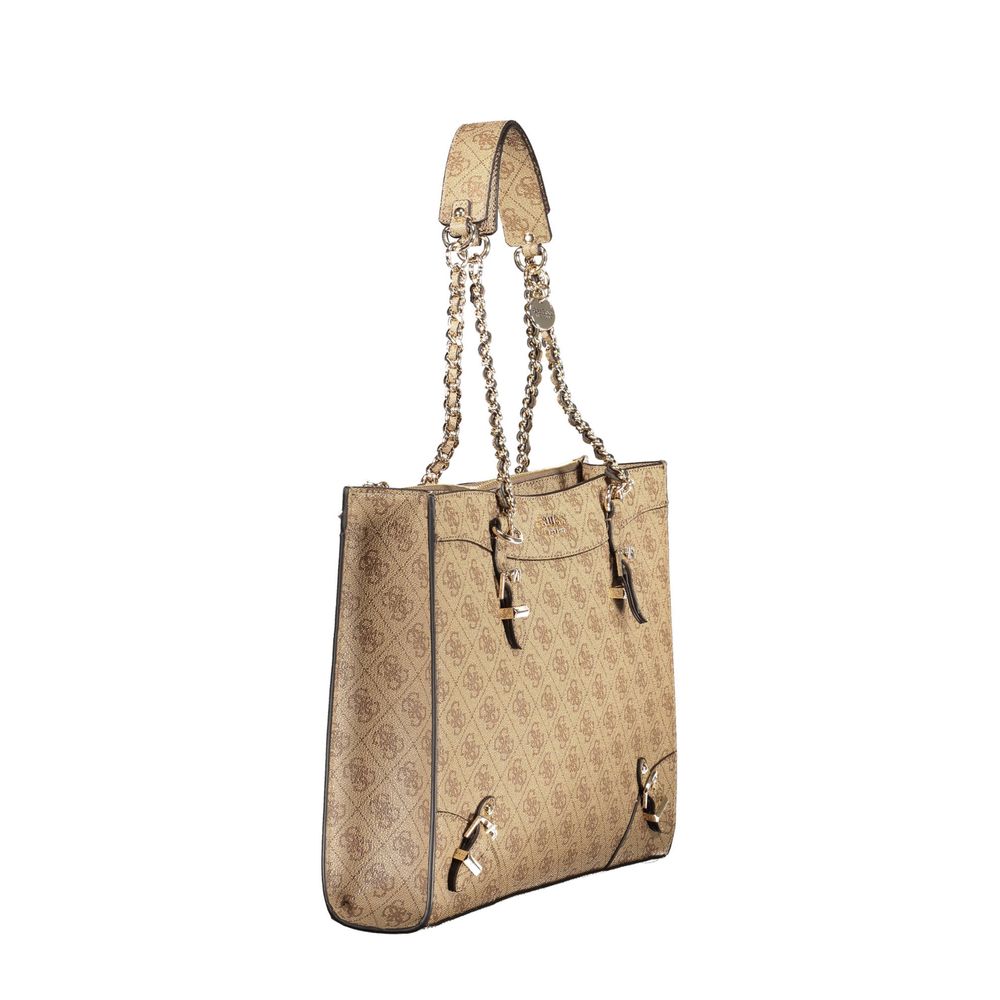 Guess Jeans Beige Handbag – Faux Leather, Chic Design