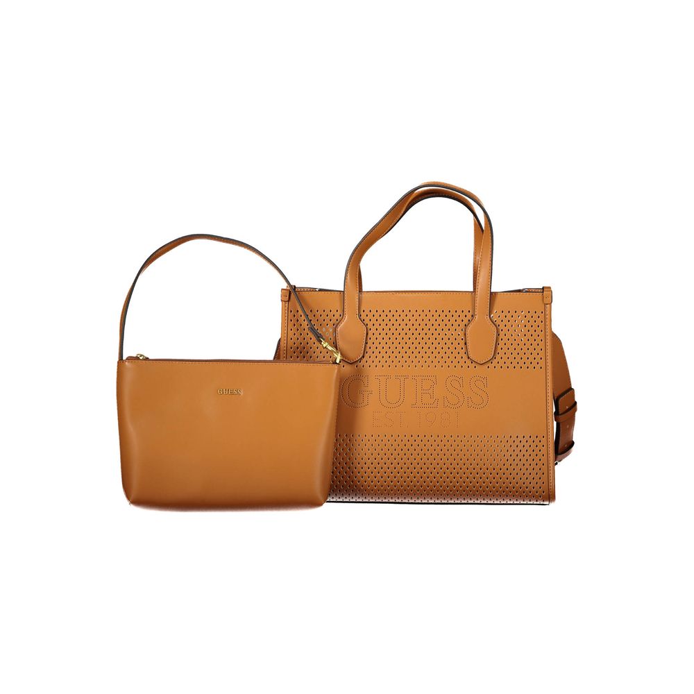 Guess Jeans Brown Handbag – Faux Leather, Versatile Design