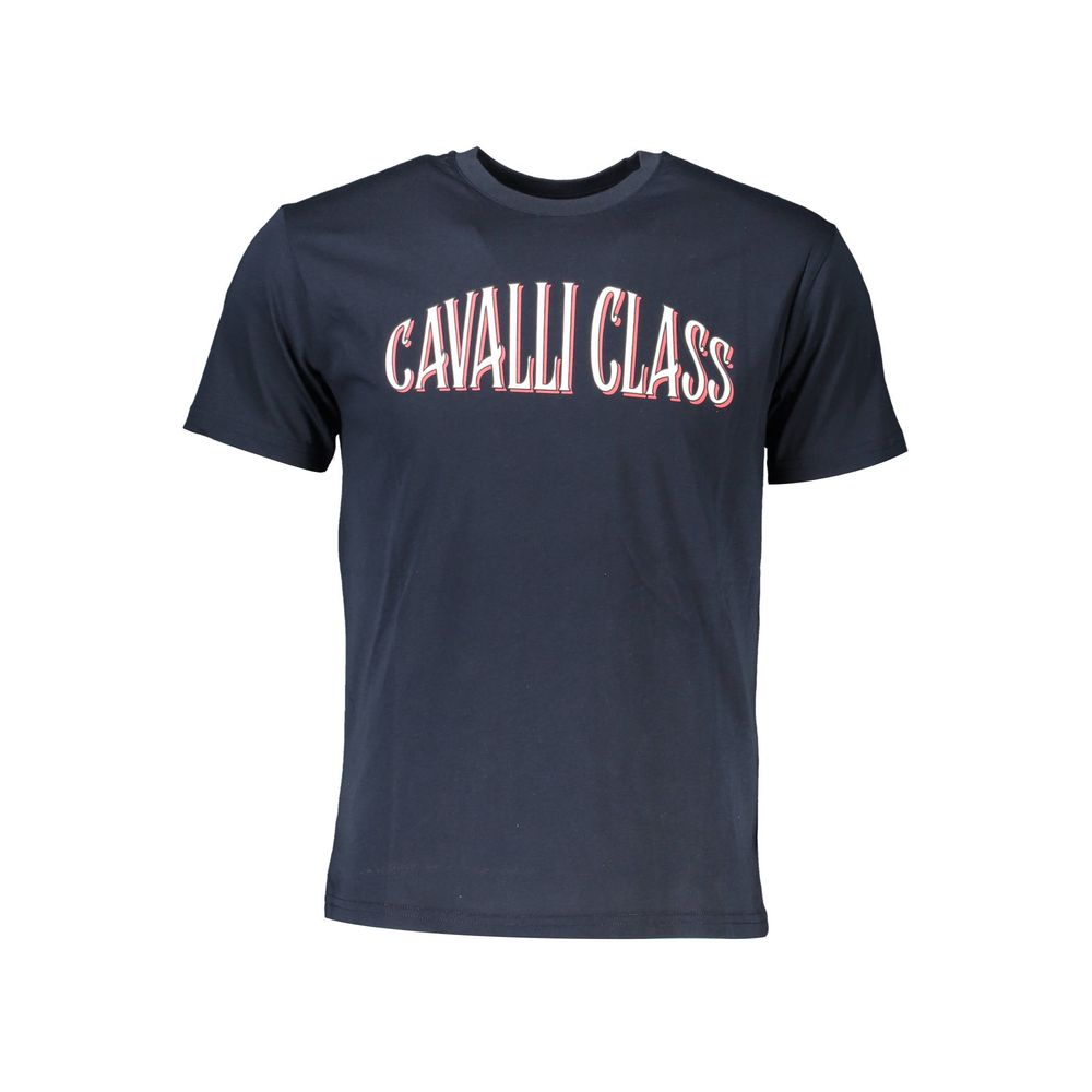 Cavalli Class Blue Cotton T-Shirt: Bold Statement for Everyday Style