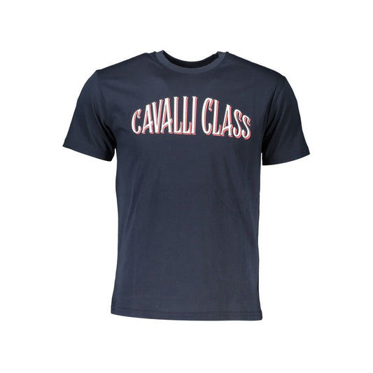 Cavalli Class Blue Cotton T-Shirt: Bold Statement for Everyday Style