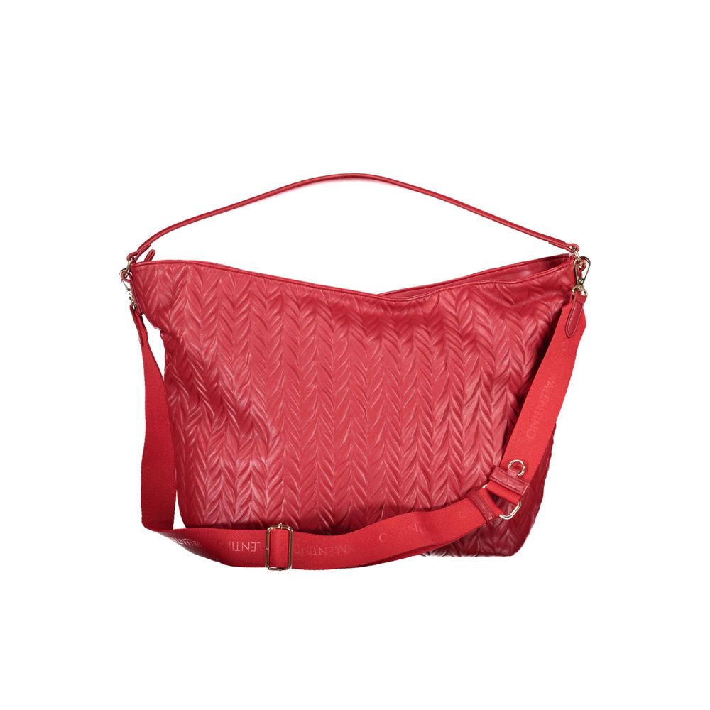 Mario Valentino Red Faux Leather Handbag with Contrasting Details