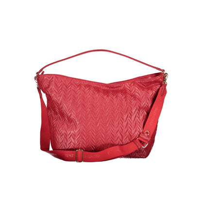 Mario Valentino Red Faux Leather Handbag with Contrasting Details