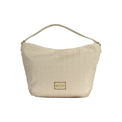 Mario Valentino White Faux Leather Handbag with Contrasting Details
