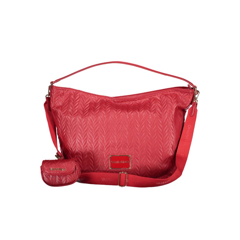 Mario Valentino Red Faux Leather Handbag with Contrasting Details