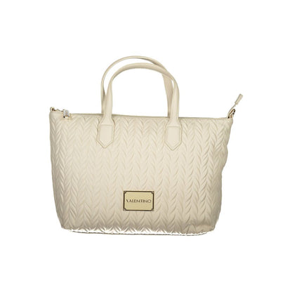 Mario Valentino White Leather Effect Handbag with Iconic Logo