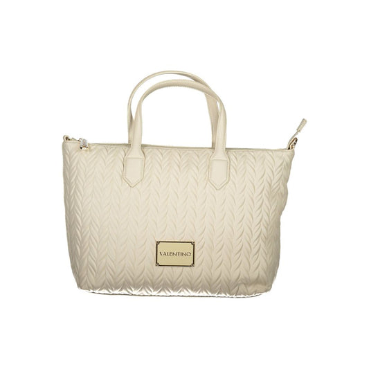 Mario Valentino White Leather Effect Handbag with Iconic Logo