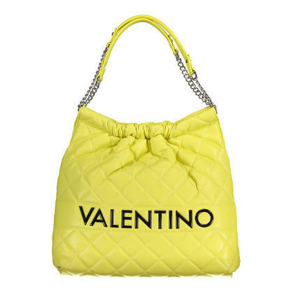Mario Valentino Yellow Faux Leather Handbag with Chain Handles