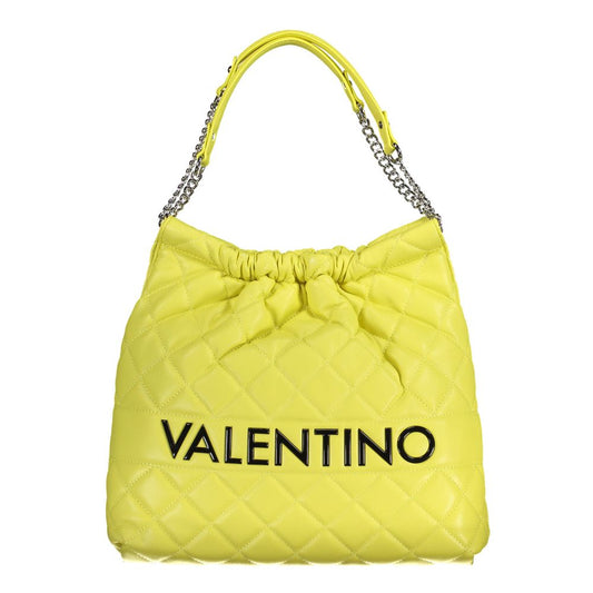 Mario Valentino Yellow Faux Leather Handbag with Chain Handles