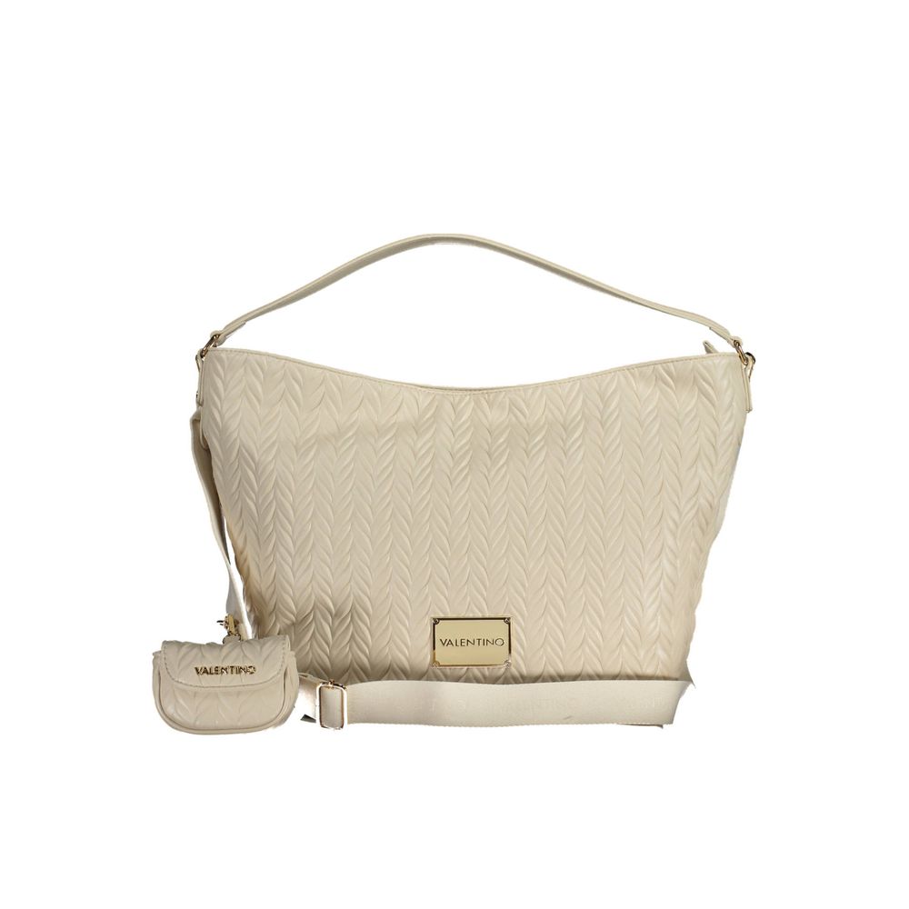 Mario Valentino White Faux Leather Handbag with Contrasting Details