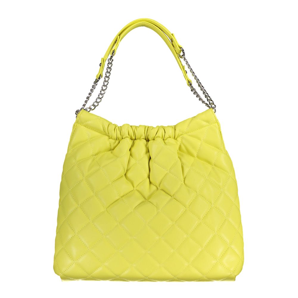 Mario Valentino Yellow Faux Leather Handbag with Chain Handles