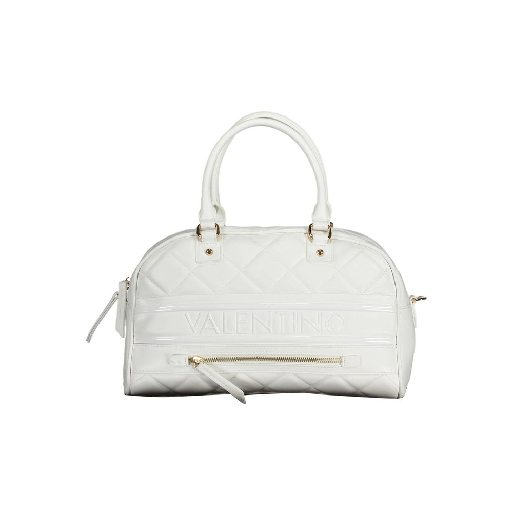 Mario Valentino White Faux Leather Handbag with Contrasting Details