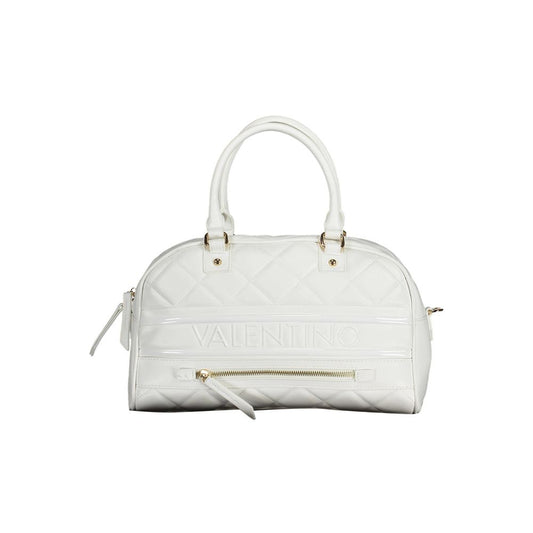 Mario Valentino White Faux Leather Handbag with Contrasting Details