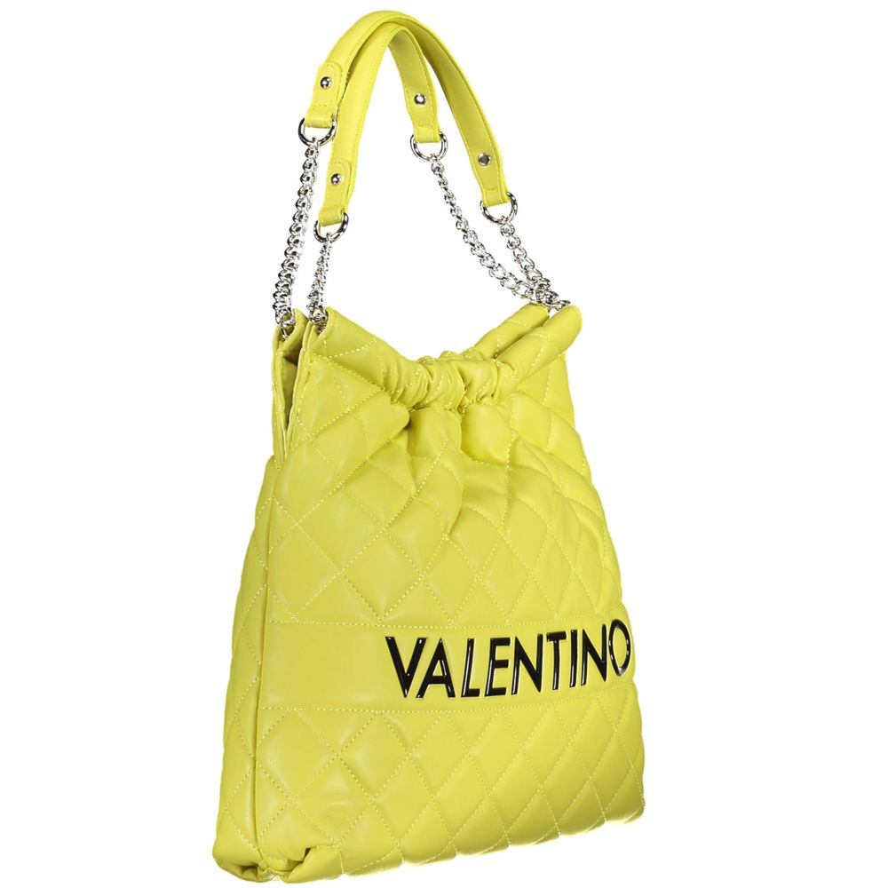 Mario Valentino Yellow Faux Leather Handbag with Chain Handles