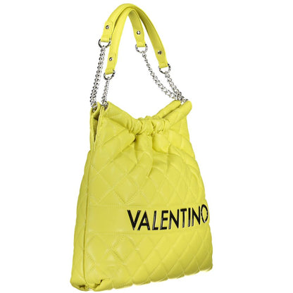 Mario Valentino Yellow Faux Leather Handbag with Chain Handles