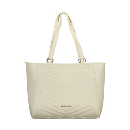 Mario Valentino Beige Faux Leather Handbag with Contrasting Details
