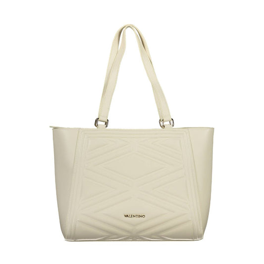 Mario Valentino Beige Faux Leather Handbag with Contrasting Details