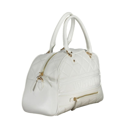 Mario Valentino White Faux Leather Handbag with Contrasting Details