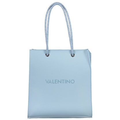 Mario Valentino Blue Leather-Finish Handbag with Zip Closure