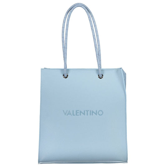 Mario Valentino Blue Leather-Finish Handbag with Zip Closure