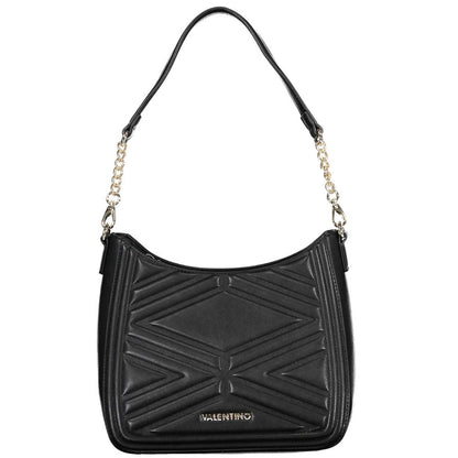 Mario Valentino Black Faux Leather Handbag with Contrasting Details