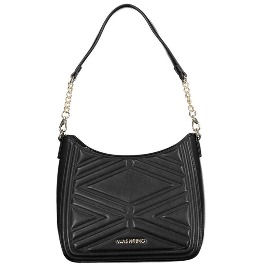 Mario Valentino Black Faux Leather Handbag with Contrasting Details