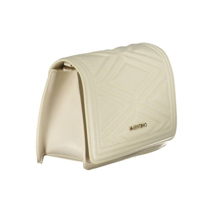Mario Valentino Beige Faux Leather Handbag with Adjustable Strap