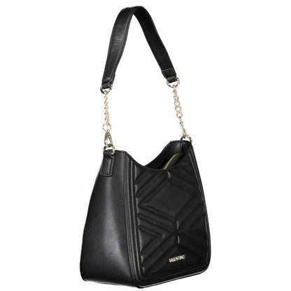 Mario Valentino Black Faux Leather Handbag with Contrasting Details