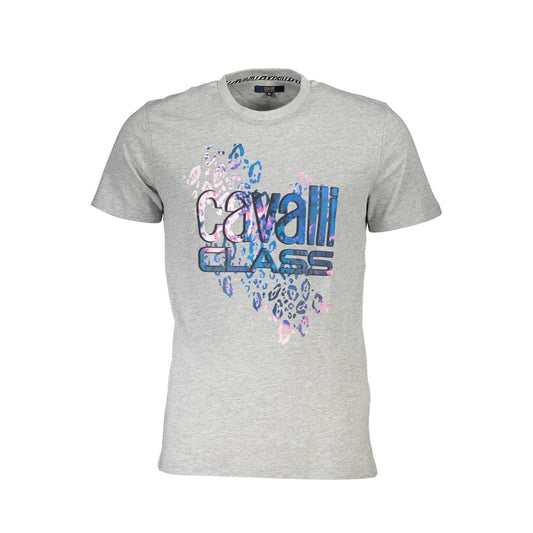 Cavalli Class Gray Cotton T-Shirt: Bold Urban Style