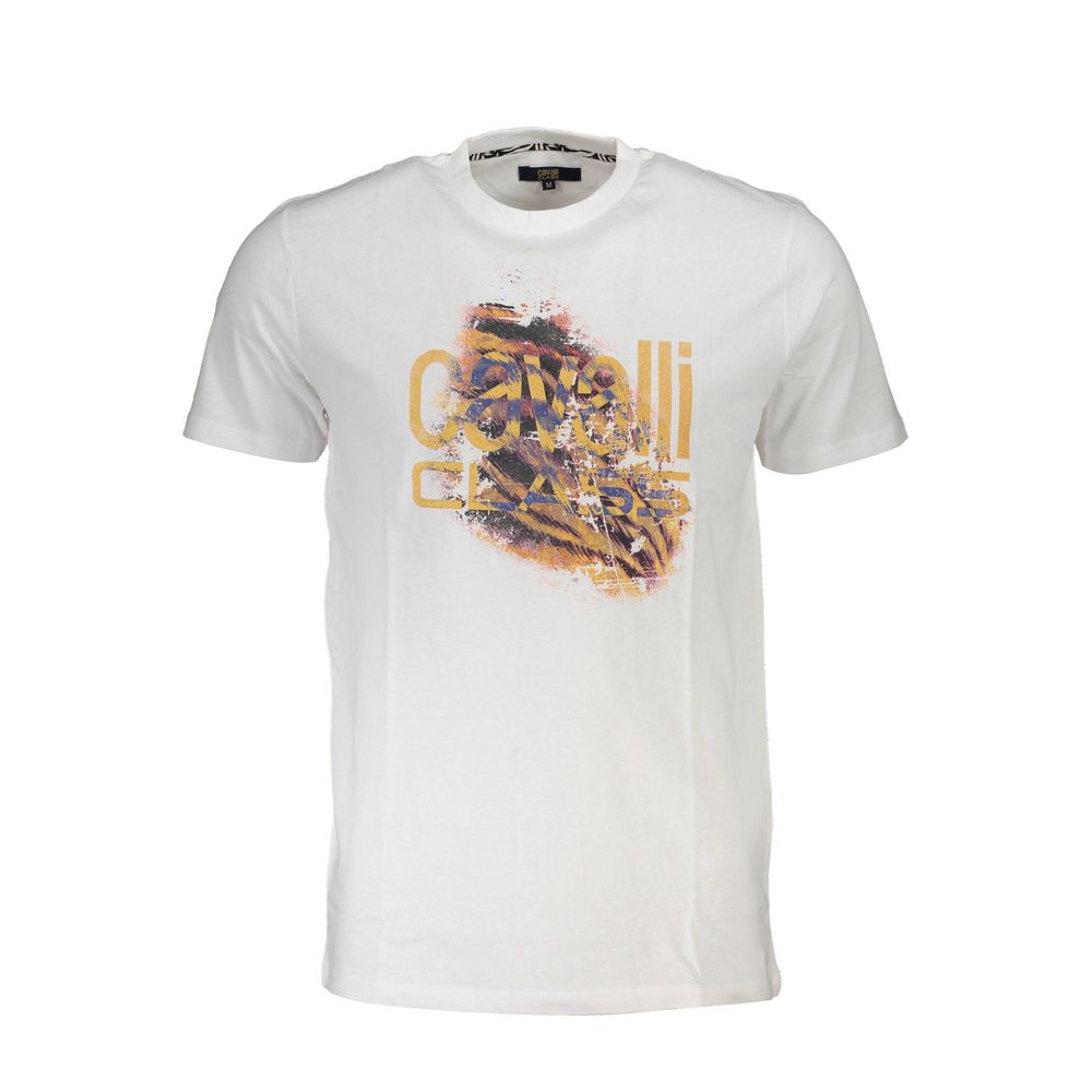 Cavalli Class Bold Print White Cotton T-Shirt