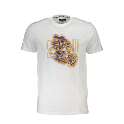 Cavalli Class Bold Print White Cotton T-Shirt
