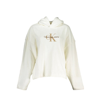 Calvin Klein White Cotton Sweater with Hood