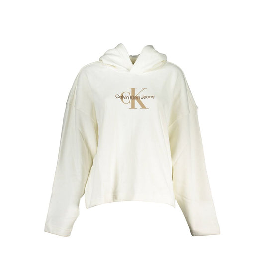 Calvin Klein White Cotton Sweater with Hood