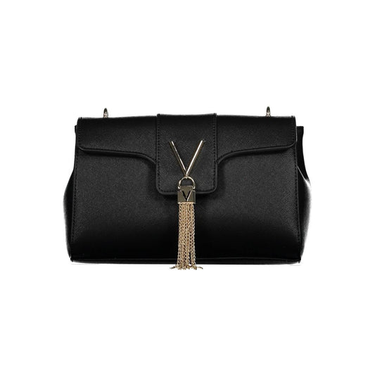 Mario Valentino Black Faux Leather Handbag with Contrasting Details