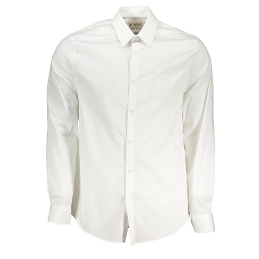 Guess Jeans White Cotton Shirt - Slim Fit Long Sleeved Elegance