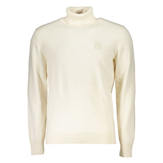 Hugo Boss White Cotton Turtleneck Sweater