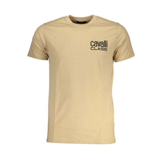 Cavalli Class Beige Cotton T-Shirt - Bold Urban Statement