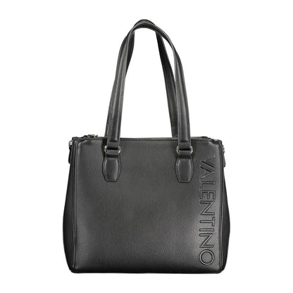 Mario Valentino Black Faux Leather Handbag with Adjustable Strap