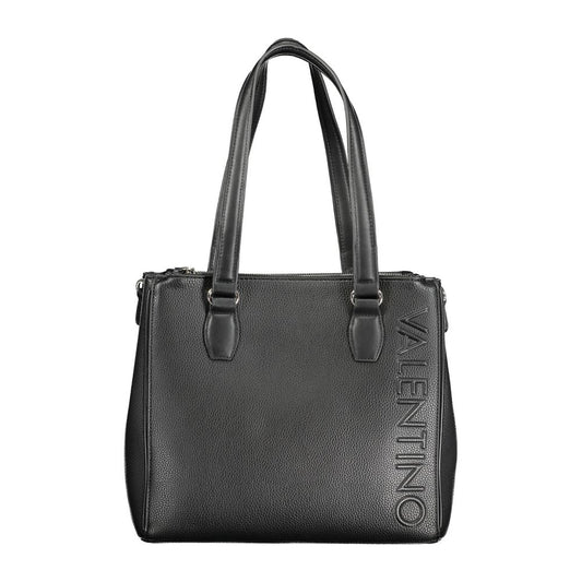 Mario Valentino Black Faux Leather Handbag with Adjustable Strap