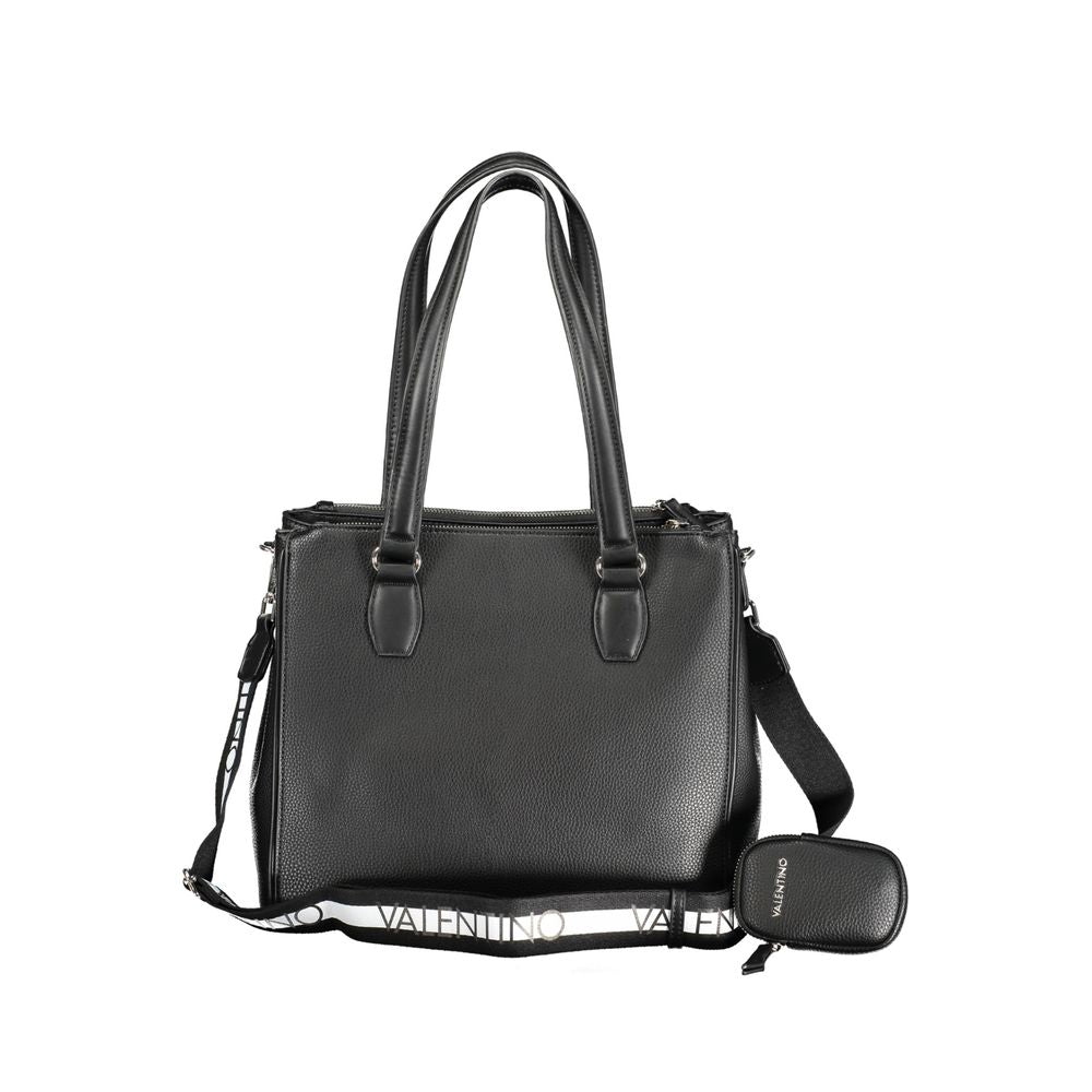 Mario Valentino Black Faux Leather Handbag with Adjustable Strap
