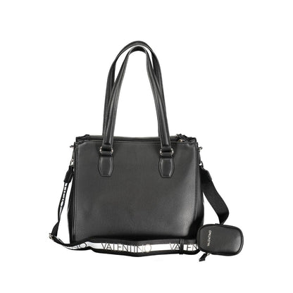 Mario Valentino Black Faux Leather Handbag with Adjustable Strap