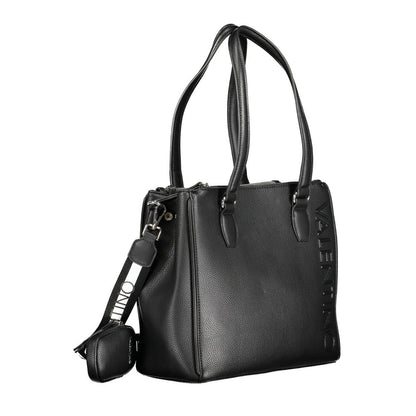 Mario Valentino Black Faux Leather Handbag with Adjustable Strap